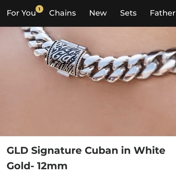 GLD Signature Cuban in White Gold- 12mm Chain Necklace 16 inches long Christmas - Picture 11 of 11